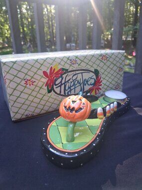 Diane Artware Happy Toes Halloween Ceramic Shoe Tealight Holder NIB